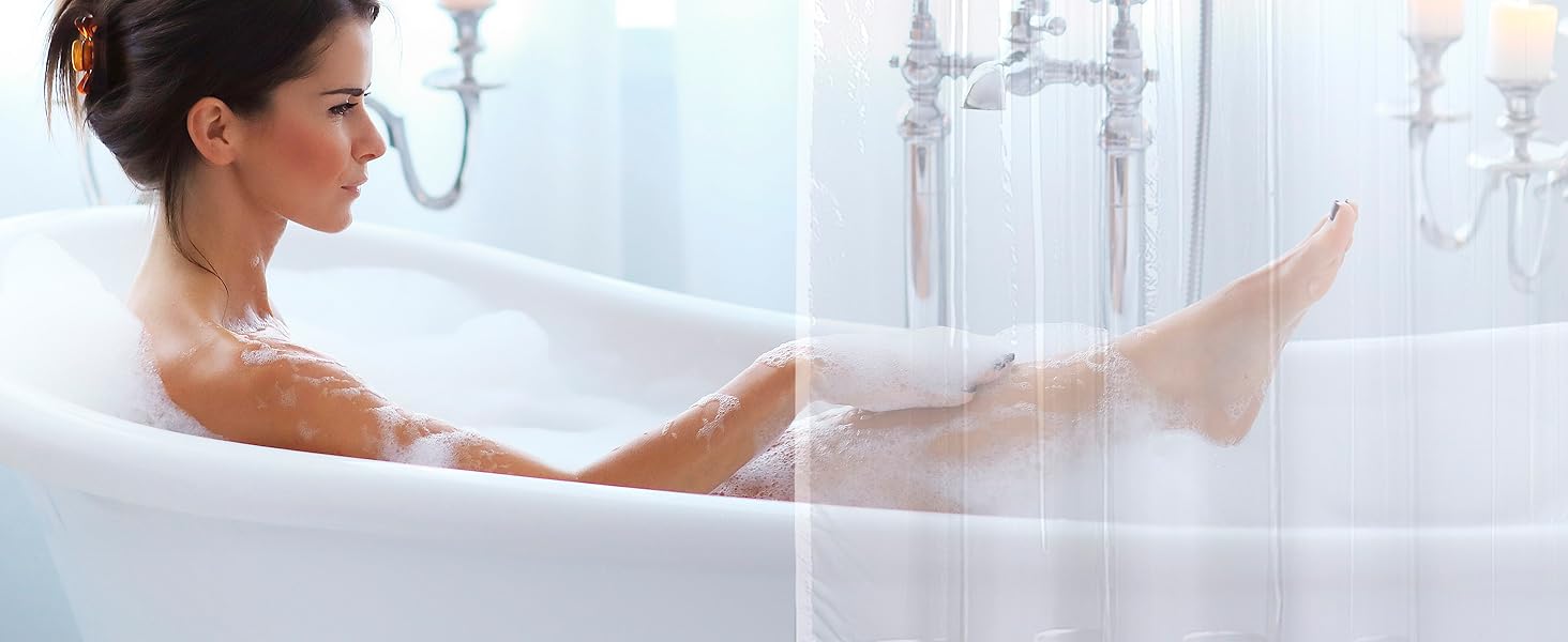 ZENO Rideau Douche 180x180 cm - Rideau de Douche Lavable - Premium PEVA + Oeillets Inoxydables