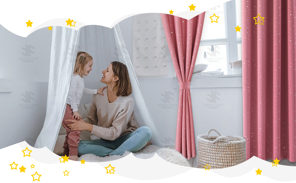 Rideau Napearl pour chambre d'enfant - Belle étoile - Rideaux avec œillets.