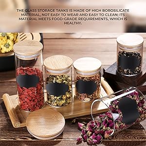 Boîtes de rangement en verre avec couvercles en bambou 