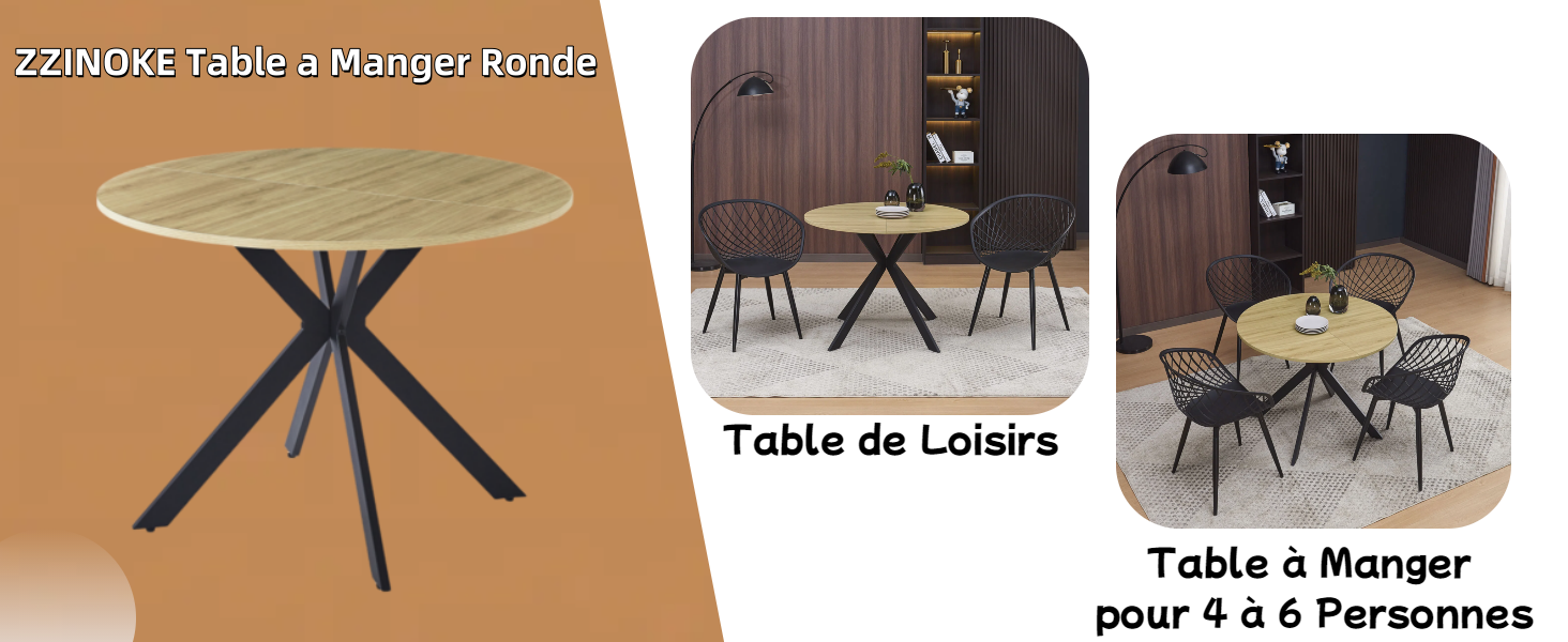 ZZINOKE Table a Manger Ronde, Table Ronde, Table Salle à Manger