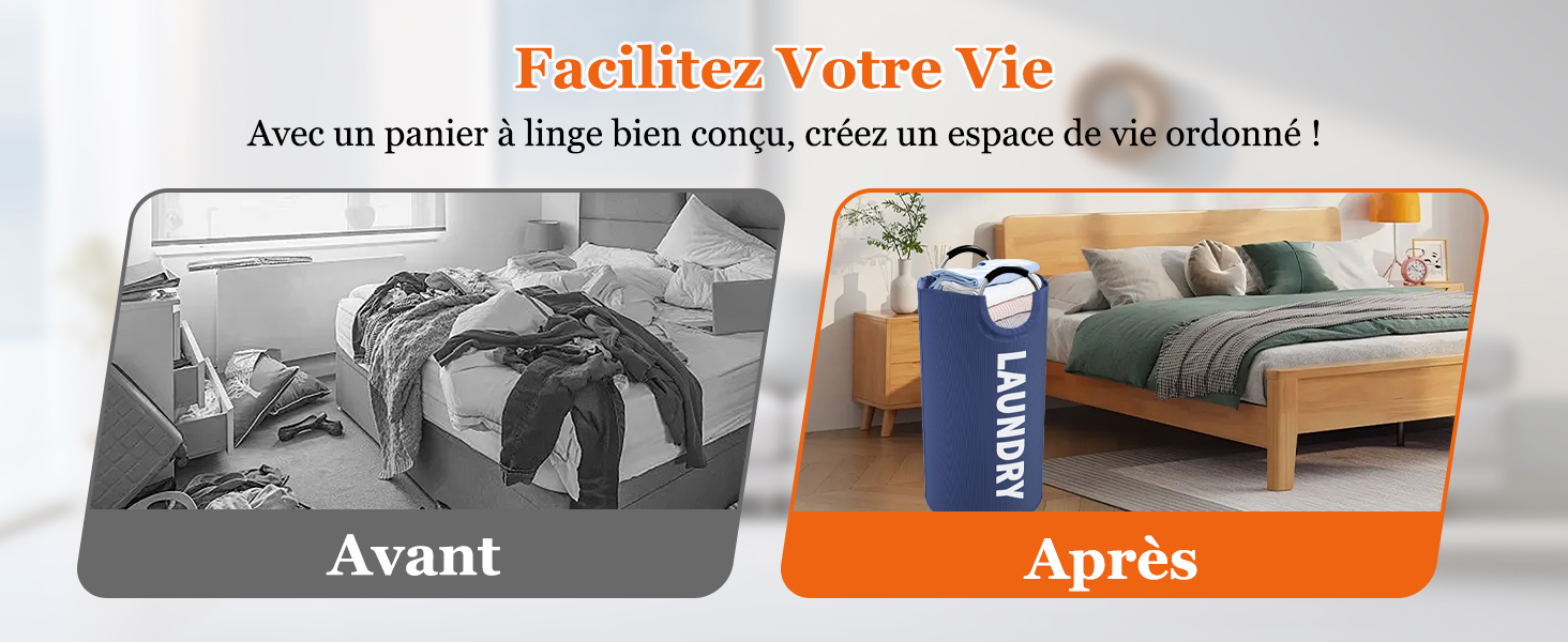 IHOMAGIC Panier à Linge Pliable avec Poignée, Grande Corbeilles à Linge, Portatif Panier a Linge