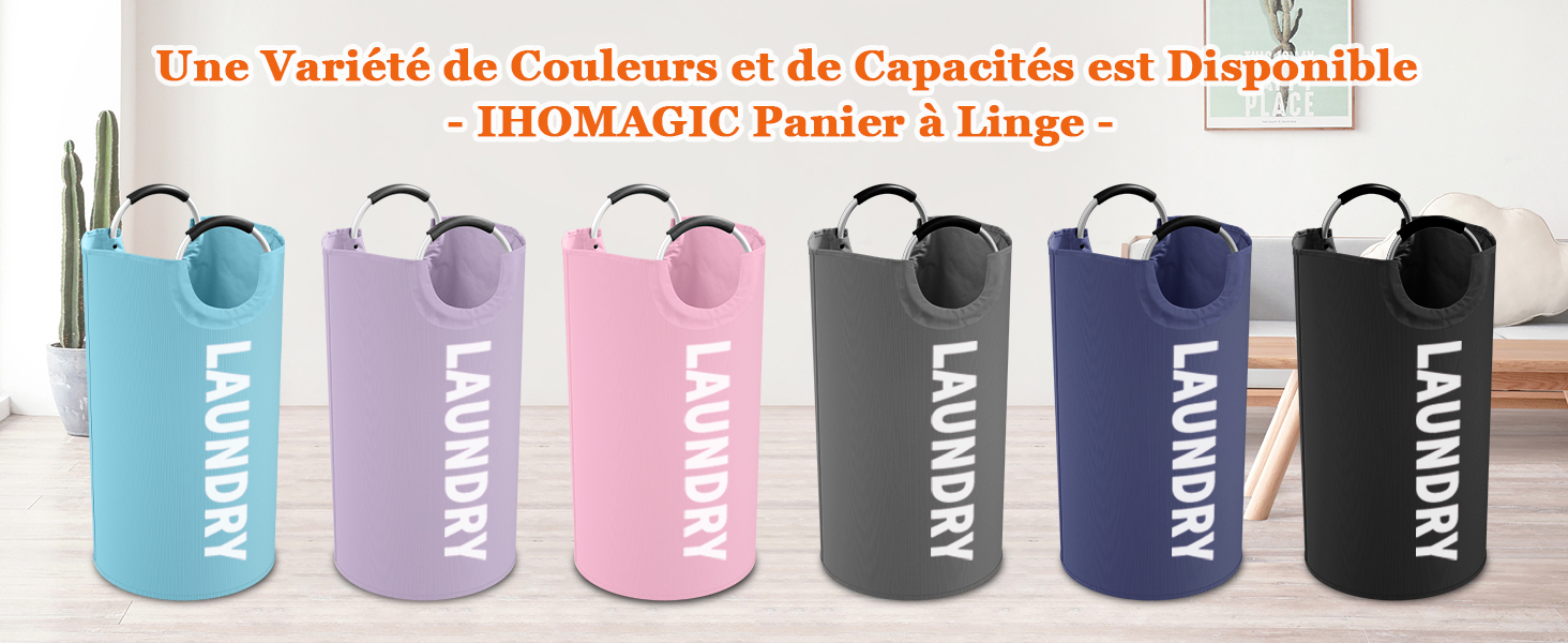 IHOMAGIC Panier à Linge Pliable avec Poignée, Grande Corbeilles à Linge, Portatif Panier a Linge