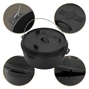 BBQ#BOSS Dutch Oven Set 13,6L marmite en fonte calcinée Marmite de cuisson Gril 