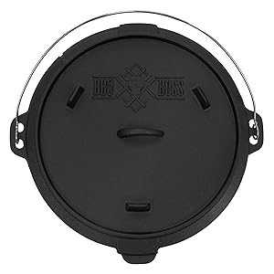 BBQ#BOSS Dutch Oven Set 13,6L marmite en fonte calcinée Marmite de cuisson Gril 