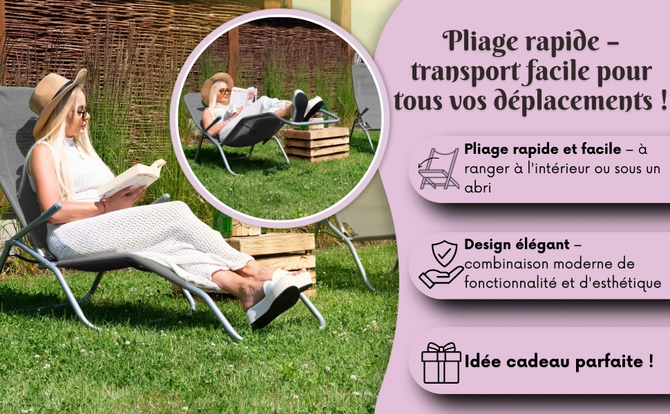 chaise relax zéro gravité balance pliable jardin extérieur confortable ergonomique pour terrasse