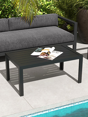  cosy acier salon terrasse table à café rangement interne compact jardin balcon patio piscine