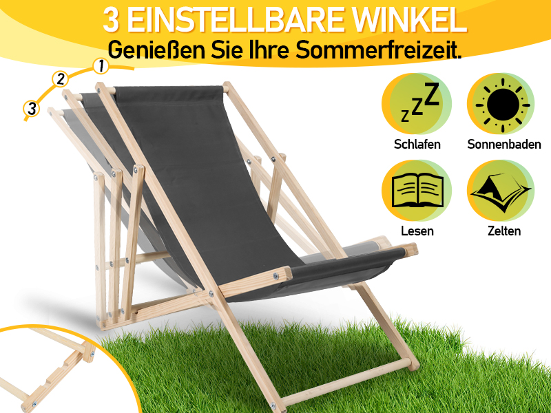 Chaise longue pliante en bois