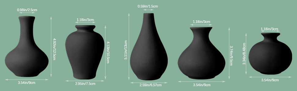 Lot de 5 vases à fleurs en céramique
