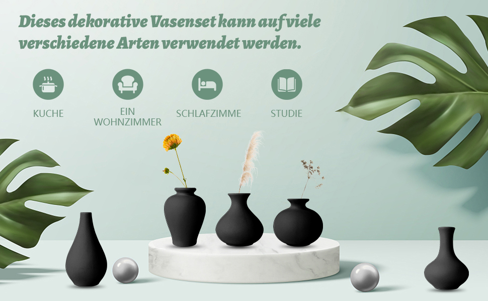 Lot de 5 vases à fleurs en céramique