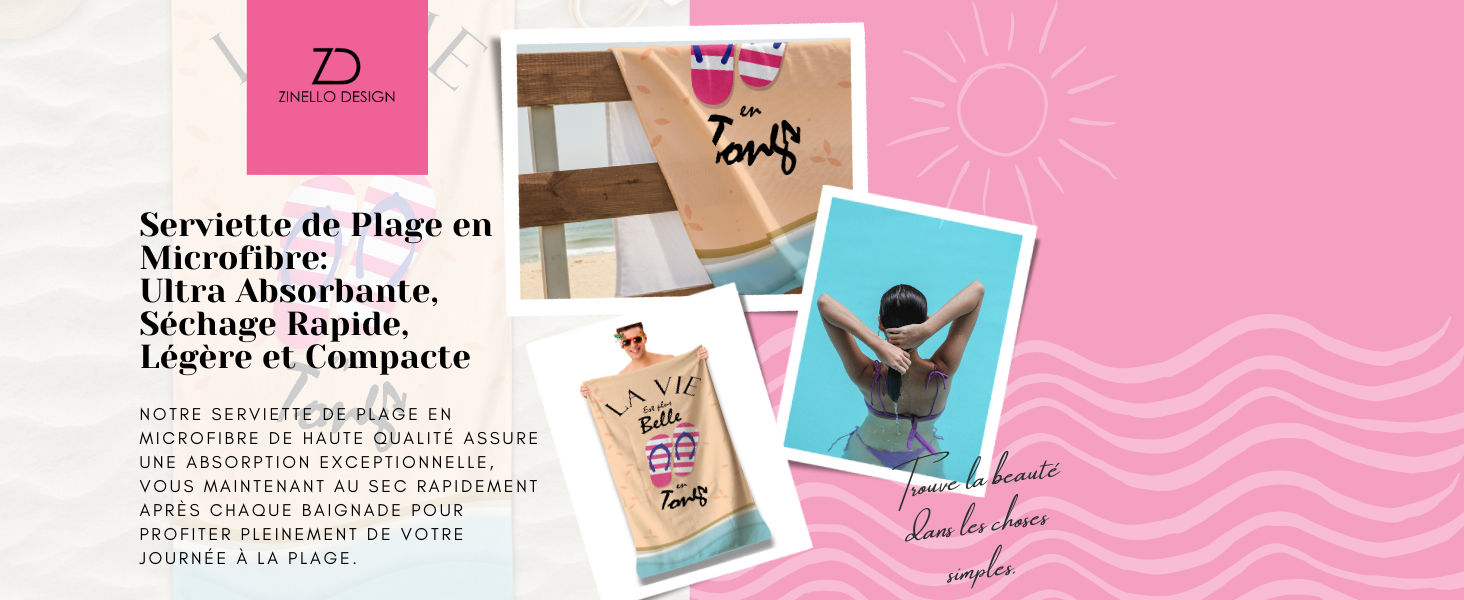 Serviette de Plage Microfibre Personnalisée avec Message Humoristique