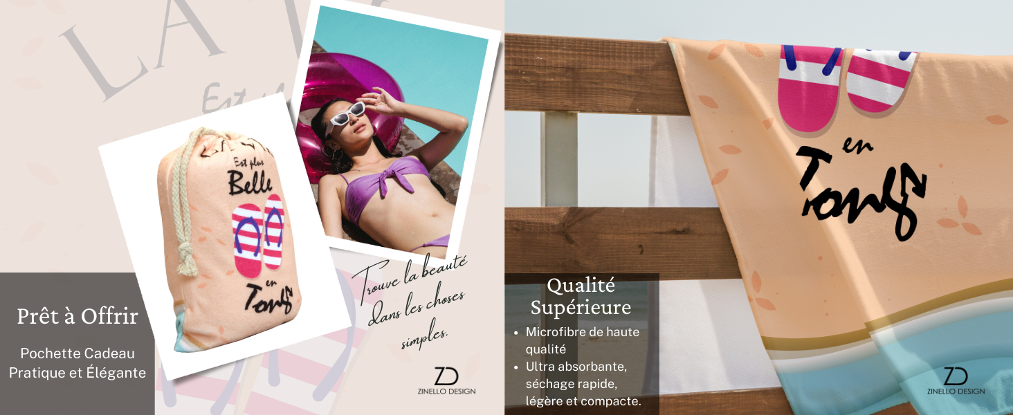 Serviette de Plage Microfibre Personnalisée avec Message Humoristique