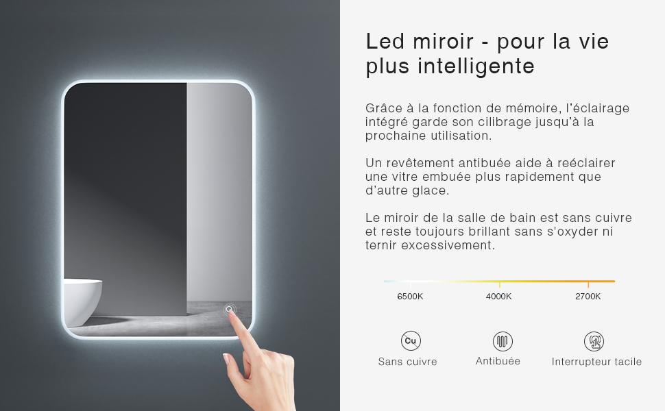 miroir avec LED