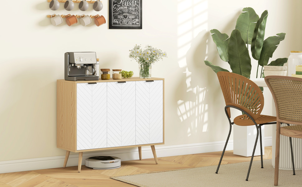 buffet bas meuble de rangement 2 placads 4 portes motif chev