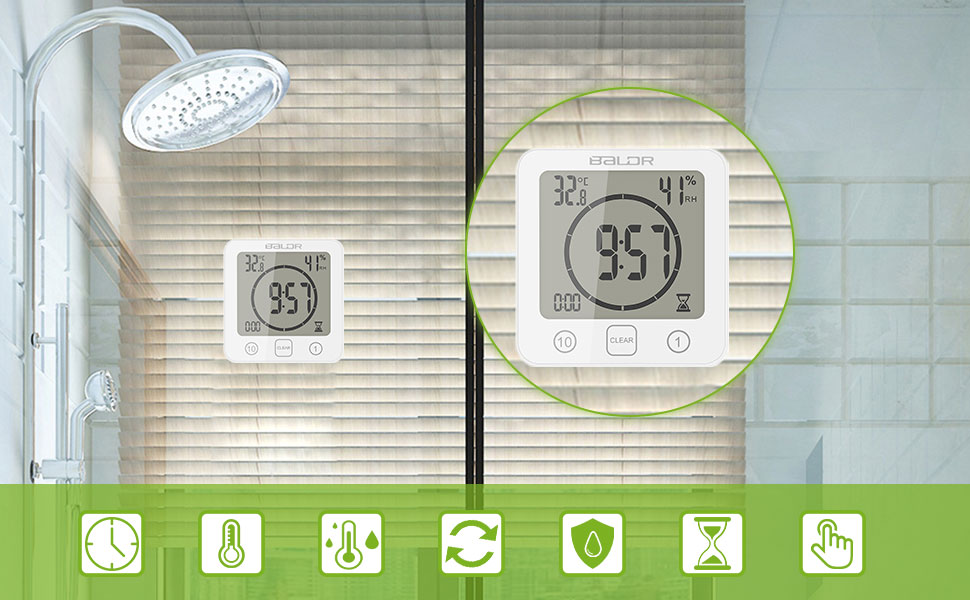 Infactory Horloge de salle de bain : Horloge de salle de bain numérique avec écran LCD et ventouse