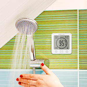 ALLOMN Horloge de salle de bain LCD numérique Réveil de douche étanche 