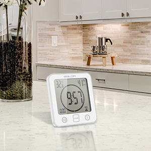 ALLOMN Horloge de salle de bain LCD numérique Réveil de douche étanche 