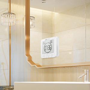 ALLOMN Horloge de salle de bain LCD numérique Réveil de douche étanche 