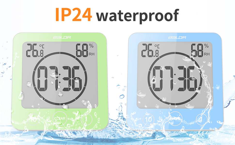 Fornorm Horloge de douche numérique étanche avec ventouse