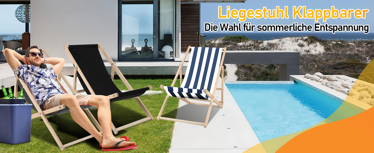 Chaise longue pliante en bois